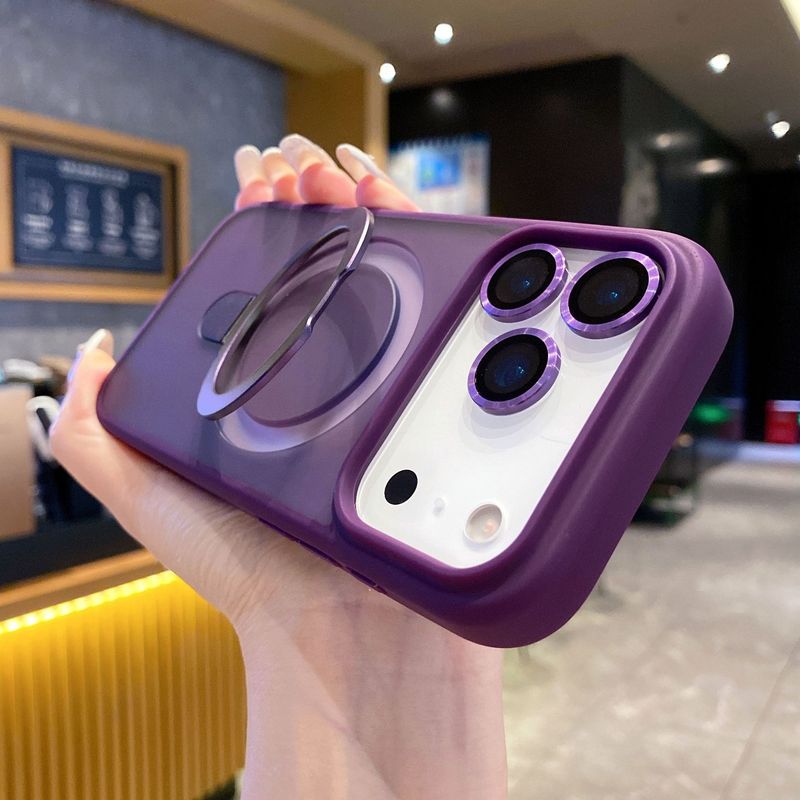 适用iPhone17pro手机壳磨砂肤感磁吸支架苹果16promax防摔保护套|undefined