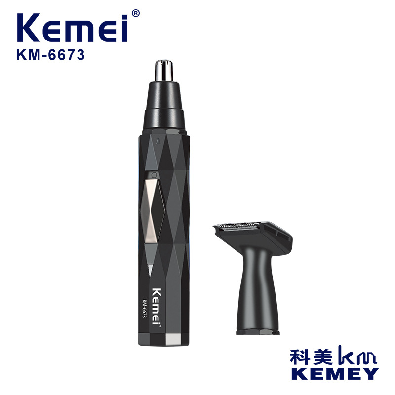 Recortadora de Vello Nasal Kemei KM-6673, Recortadora Eléctrica de Vello Nasal Compacta y Portátil para Hombre, para Recortar las Patillas, Venta al por Mayor