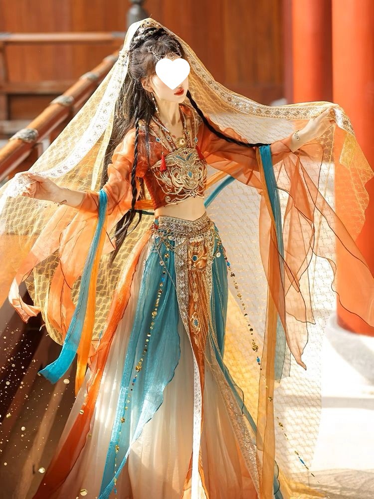 正版【一梦敦煌】异域风汉服敦煌飞天重工刺绣西域少女春夏舞蹈服