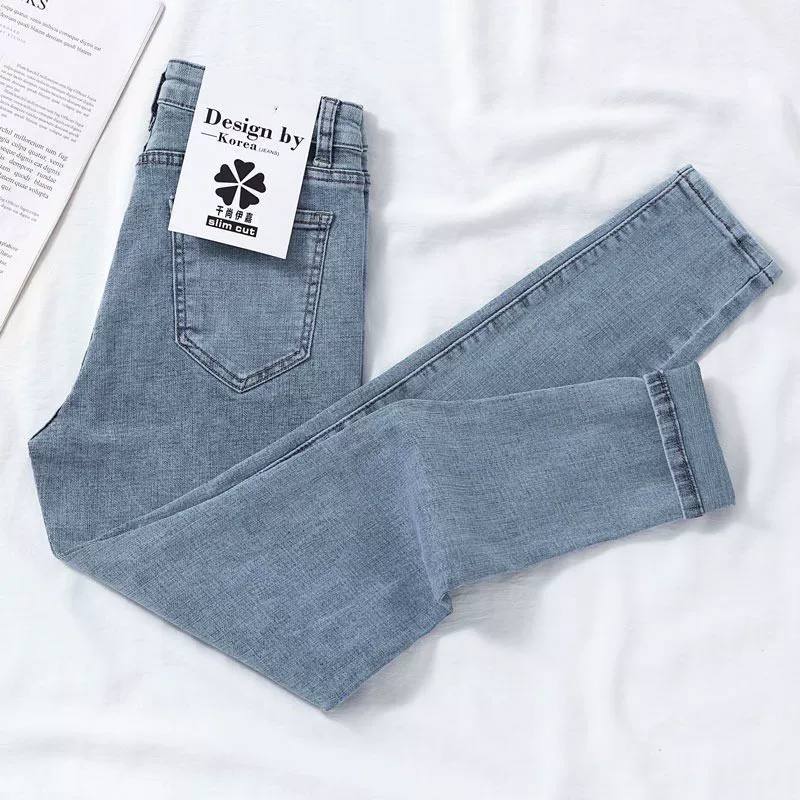 Демисезонные джинсы, облегающие эластичные флис trousers, плюс размер, высокая талия, плотные