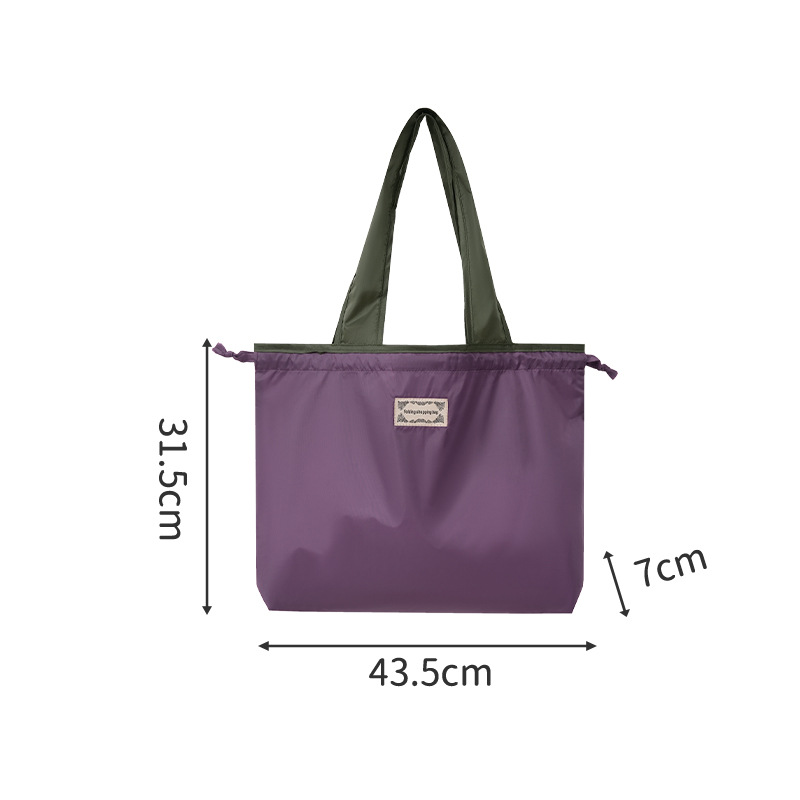 Runhui nueva bolsa de compras plegable de color en contraste bolsa de compras de supermercado bolso de hombro para mujer de gran capacidad bolso de compras
