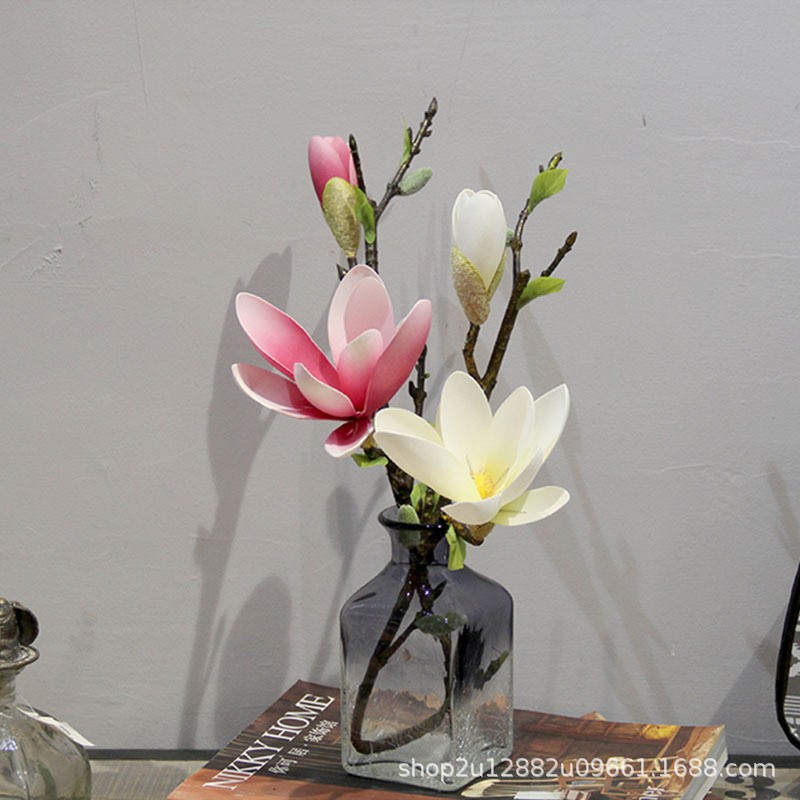 Simulated Magnolia Flowers for Home Living Room, Bedroom, Dining Table Decoration, Chinese Ornaments, Fake Flowers, High-End Floral Magnolia