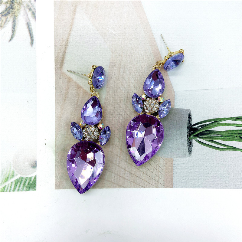 Fashion Multicolor Crystal Gem Fashion Temperament Earrings display picture 3