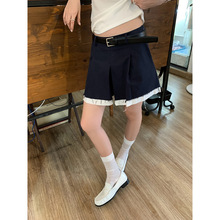 趋梦DT ETOLIE拼接撞色韩系百褶裙新款西装半身裙a字女垂感短裙裤