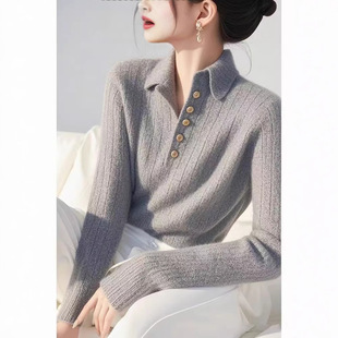 ��ɫPolo�I���^ᘿ�ë�´����Ů2024�궬���¿������@�݃ȴ�����