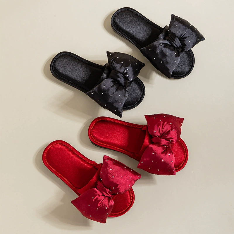 Свадебные тапочки Лук Узел пара жениха и невесты, сопровождающие праздничную пару Красный Свадьба фабрика прямого распространения