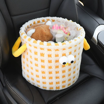 Creative and Cute Passenger – Car storage bag/box - yellow-monster-storage-bucket