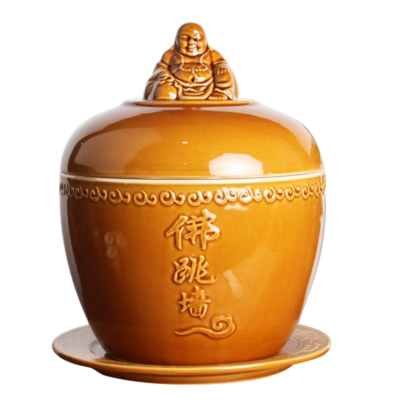 Ceramic Buddha jumping wall stew pot pot soup pot restaurant tableware household belt belt with water stew stewed jar spot wholesale