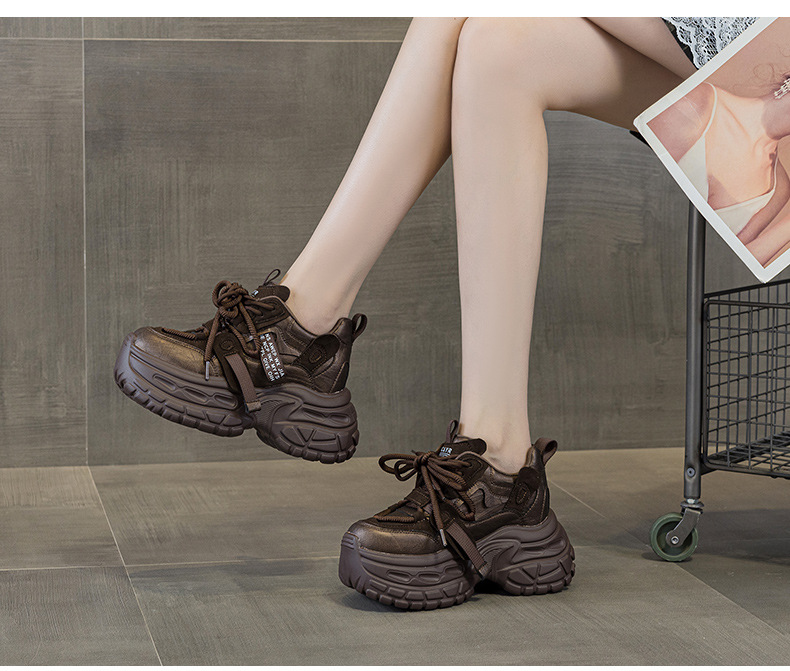 Giày sneaker nữ đế dày chunky phong cách thể thao, tăng chiều cao, phối hợp nhiều trang phục — Đen 5019, Nâu 5019, Ngọc trai 5019 chi tiết 24