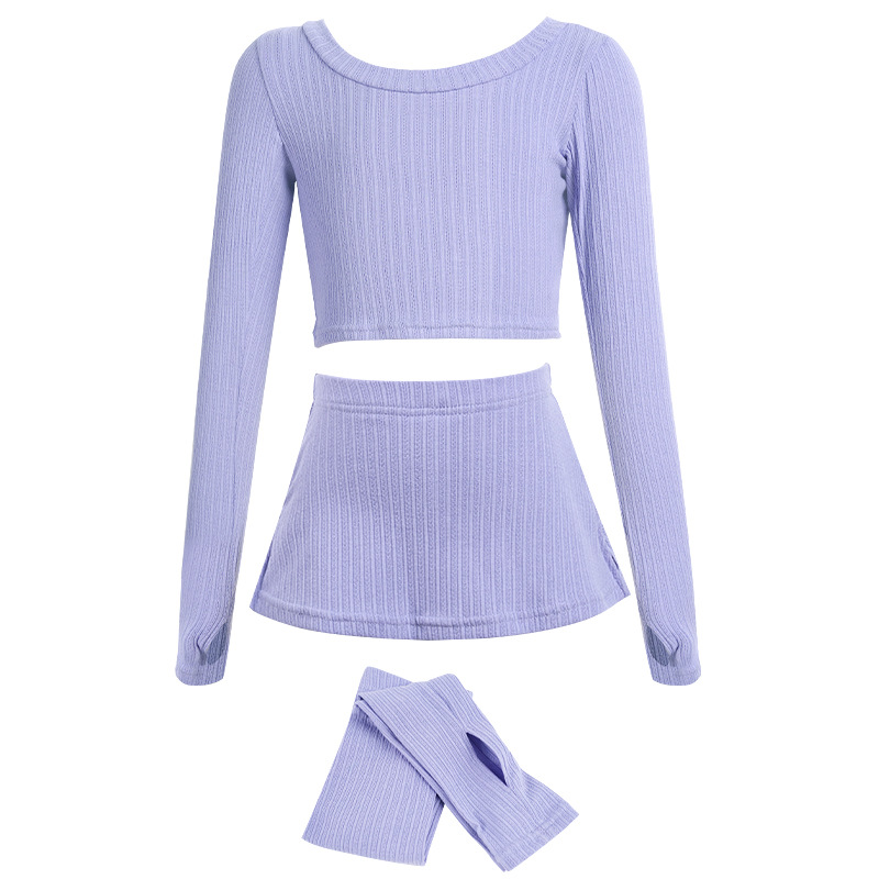 Ropa de baile para niños Otoño e Invierno ropa exterior de manga larga cintura alta cuello redondo jersey de dos piezas práctica de baile traje de entrenamiento