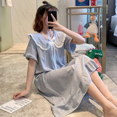 夏の女性の睡眠のスカートの半袖のパジャマの女性の坑条の子供の襟のレースの王女の風の甘い坑条の中のスカート