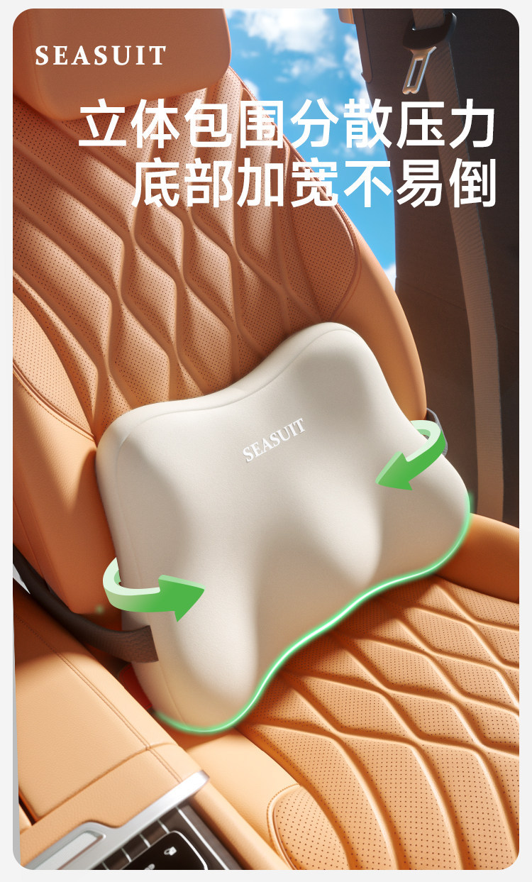Car lumbar support and headrest set, featuring memory foam for office chairs, providing comfortable support for long drives and reducing back strain