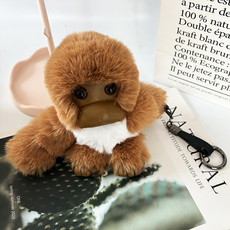 Imitación de piel de conejo rex adornos de mono lindo muñeco de peluche colgante de mochila escolar colgante de llavero de coche