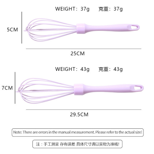 Colored silicone manual egg beater stainless steel egg beater milk foam stirrer egg white cream whipper wholesale