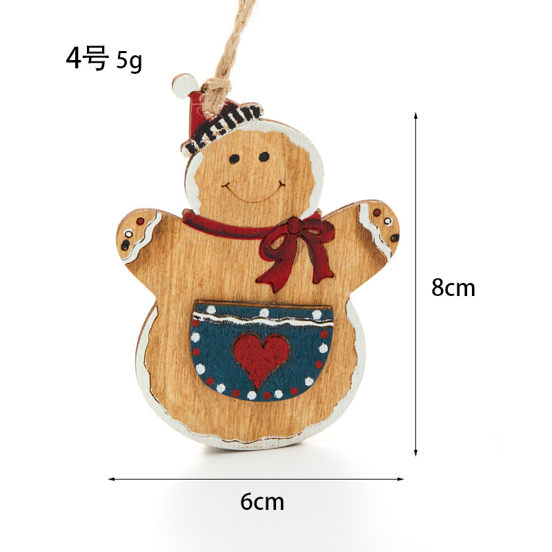 Buscando madera 8cm Navidad pintada a mano pan de jengibre hombre pequeño colgante decoración de Navidad escenario decoración de props