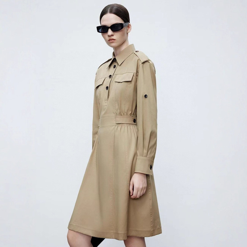 Lang* Women's Fashion Mall Same Style 2025 Autumn New Long Dress High-End Dress Elegant Dress Women's Trench Coat