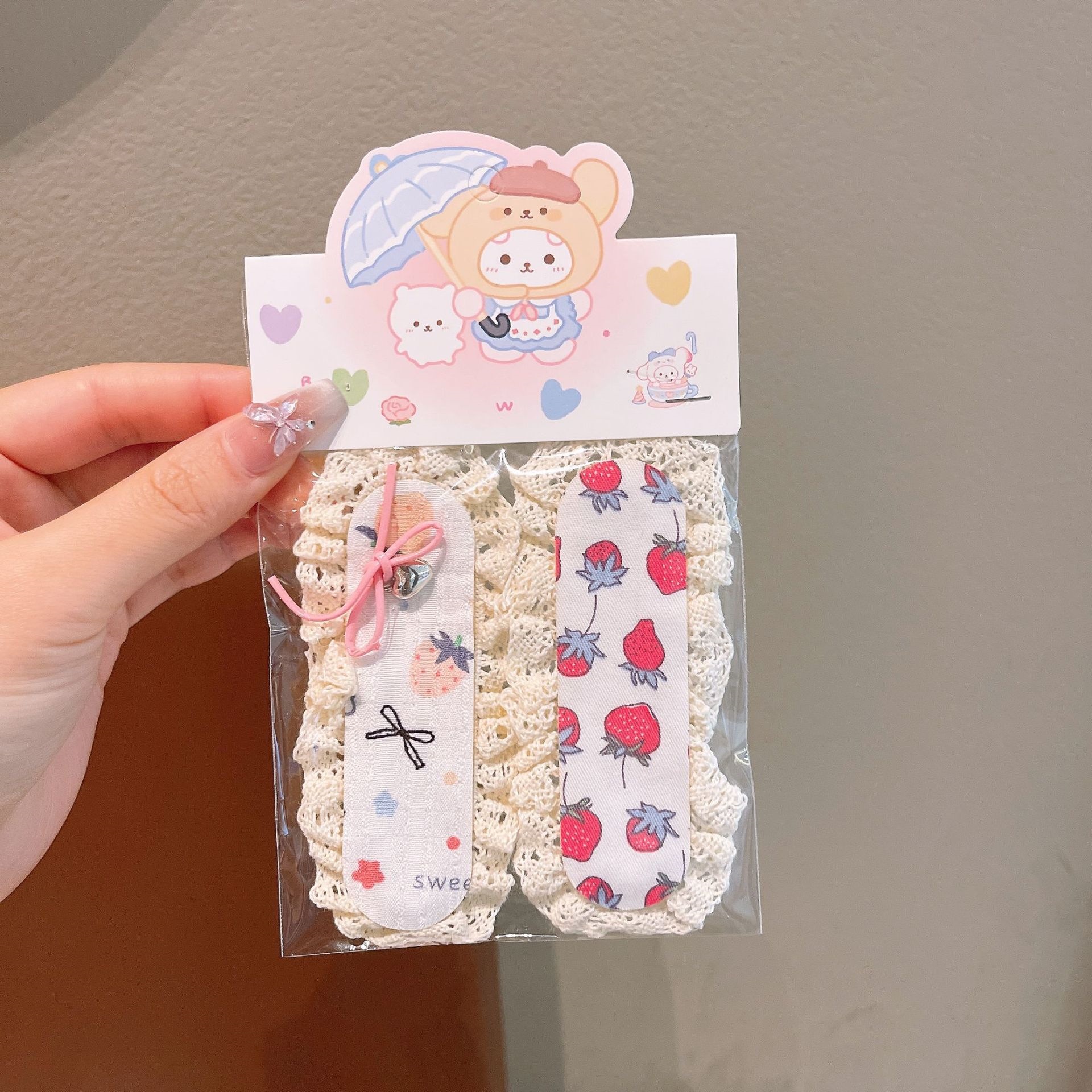 Tejido de encaje para niños velcro toque de cabello correa de cabello para bebés frange pegado piezas de cabello para niñas pegado banda de cabello