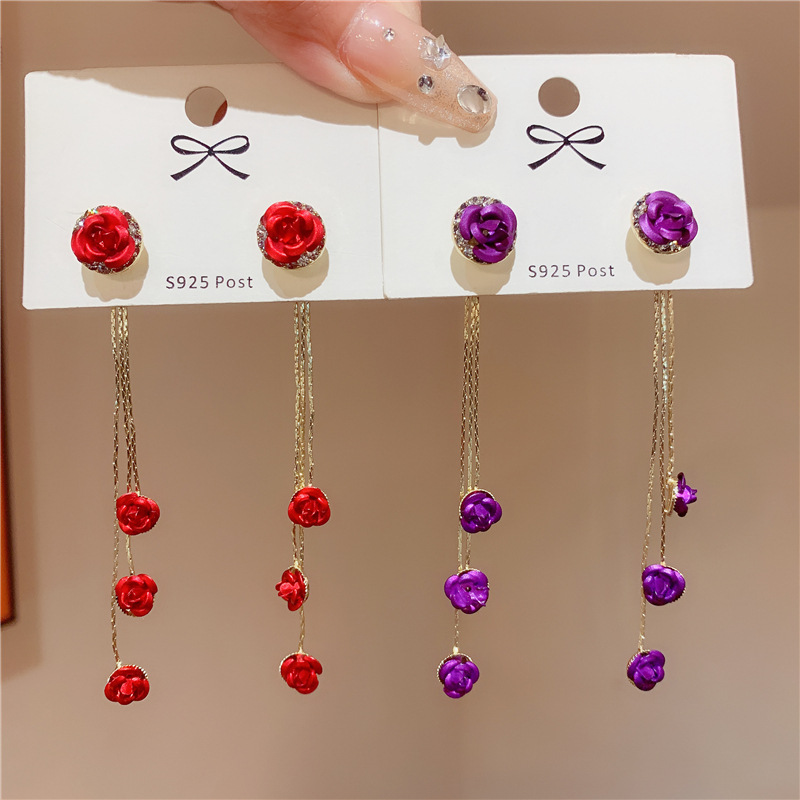 1 Pair Romantic Flower Alloy Drop Earrings display picture 1