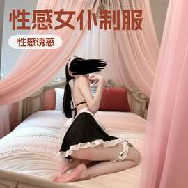 隐水欢情趣内衣性感诱惑女仆女佣制服蕾丝深V镂空三点文胸套装代