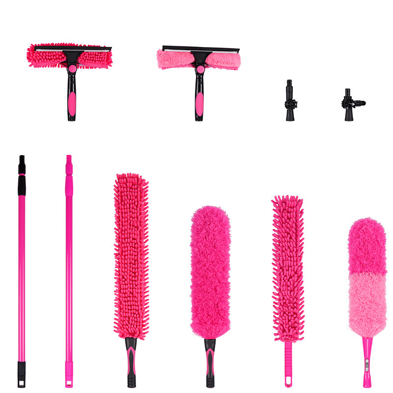 Customized Processing Cross-Border Amazon Telescopic Pole Dust Duster Kit with Glass Scraper Extension Pole for Home Cleaning