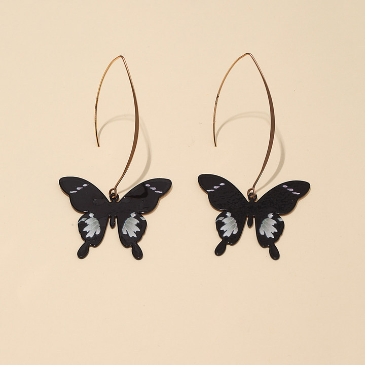 Fashion Simple Printed Black Butterfly Alloy Earrings Wholesale display picture 2