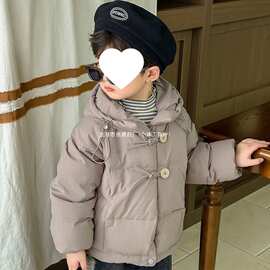 儿童短款棉服2025冬季新款男女童保暖加厚加棉外套连帽宝宝时尚