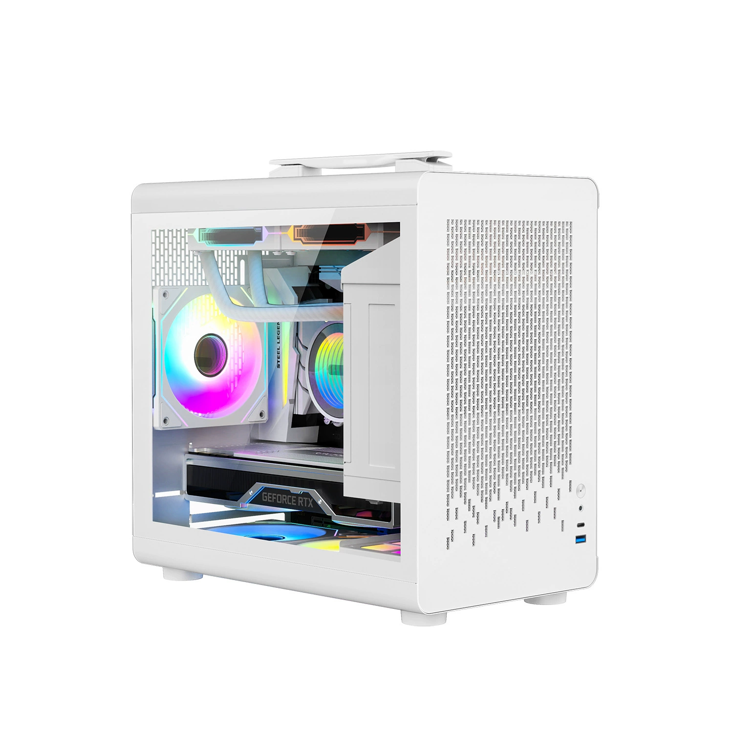 放牧者 Cross-border portable small case matx computer desktop host case white 360 ​​water-cooled side-transparent mini