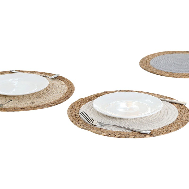 Picnic al aire libre espesado cattail tejido mantel aislamiento paja tejida hierba algodón hilo mantel nórdico hogar placemat