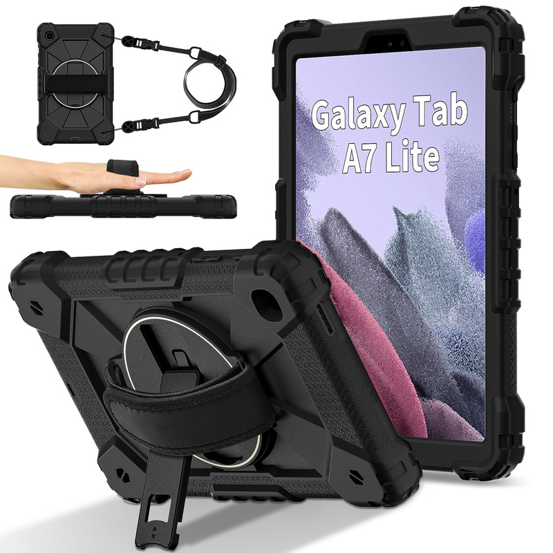 Suitable for the 2024 Samsung Tab A7 Lite Tablet Protective Case with Convenient Shoulder Strap 360 ° Rotating Tablet Case