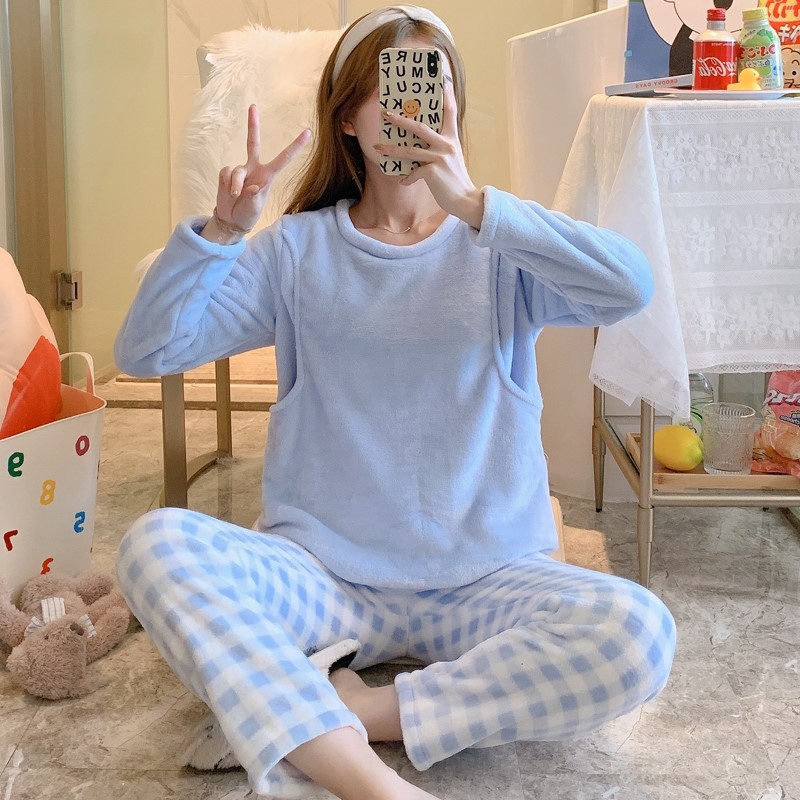 Invierno confinamiento ropa franela maternidad pullover postparto ropa de enfermería maternidad Pijamas Mujer WeChat transmisión en vivo ventas directas de la fábrica image 4