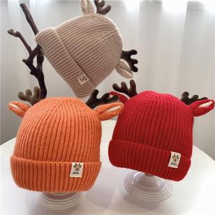 Infant Knitted Wool Hat Autumn and Winter Children's Christmas Antlers Thickened Warm Hat Ear Protection Hat 2080-1