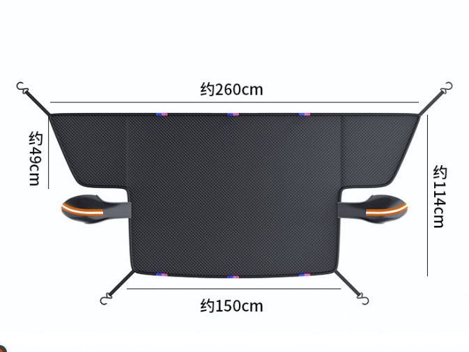 Thickened snow shield for cars, dustproof, frostproof, snowproof, sunproof, made of Oxford fabric, front windshield with camera visibility, car snow cover