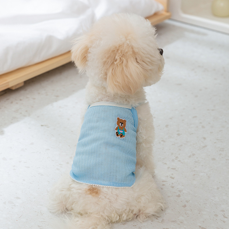 Primavera y verano encantadores perros coreanos dibujos animados dopamina oso cabina perros pequeños gatos de dos patas ropa de perro