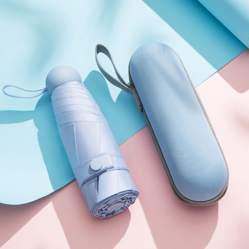 Mini bolsillo cápsula paraguas pequeño vinil fresco paraguas solar sol sol y lluvia doble uso paraguas publicidad paraguas