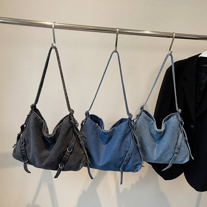 Nuevo bolso de hombro de estilo perezoso lavado de agua vaquero literatura y arte tote bolso transfronterizo de gran capacidad 100 bolsas de ocio moda