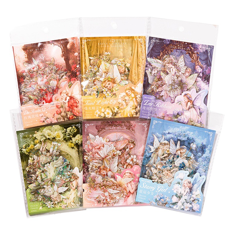 Mo mo PET tridimensional dorado pegatina bolsa flor habitación elfo impermeable chica material Goo tarjeta diario etiqueta