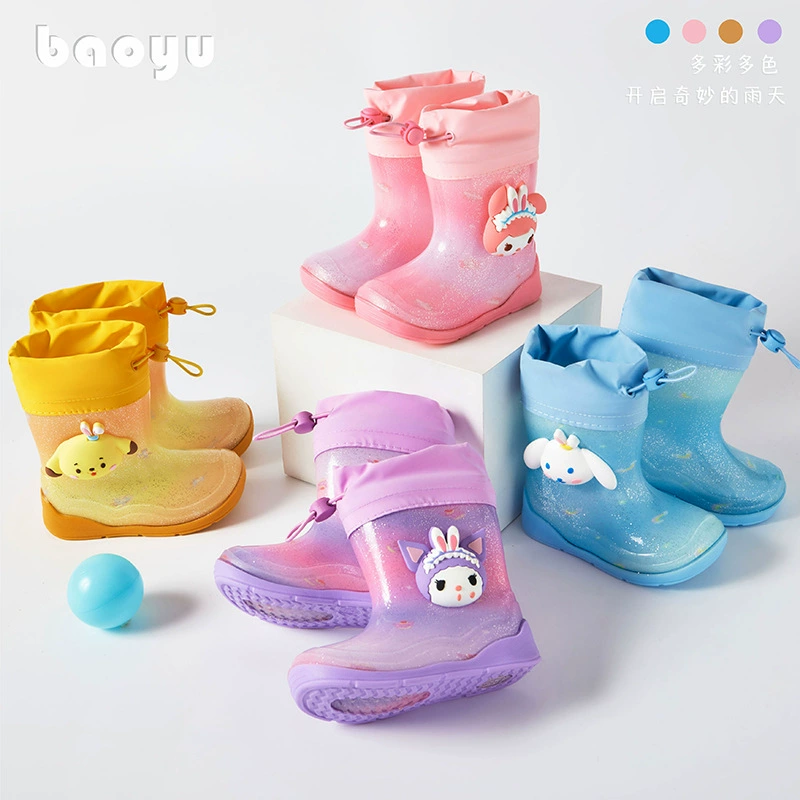 Детские дождевые ботинки мультипликационные рисунки для мальчиков и девочек