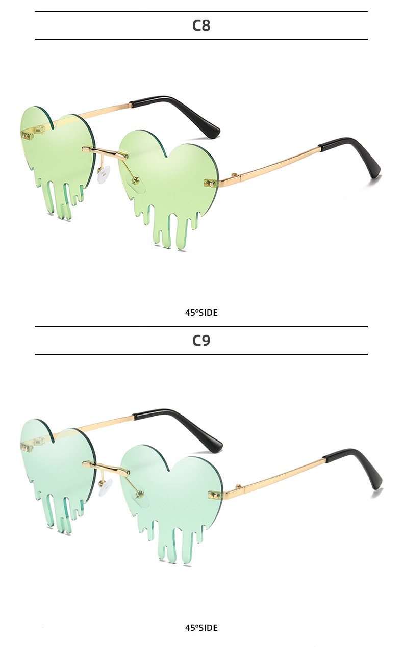 50g Weight Frameless Glasses Structure Sunglasses Classification PC, UV400 Protection Lens Material Special-Shaped Mirror Glasses Style Outdoor, Beach Occasion Heart Shape Pattern All Seasons Season Unisex Gender Novelty, Modern Style Style Novelty Modern Style Heart Shape PC UV400 Protection Special-Shaped Mirror Frameless Women's Sunglasses 10