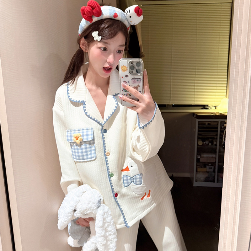 秋冬睡衣女空气棉冬季保暖2025新款加厚家居服春秋女款居家服套装|undefined