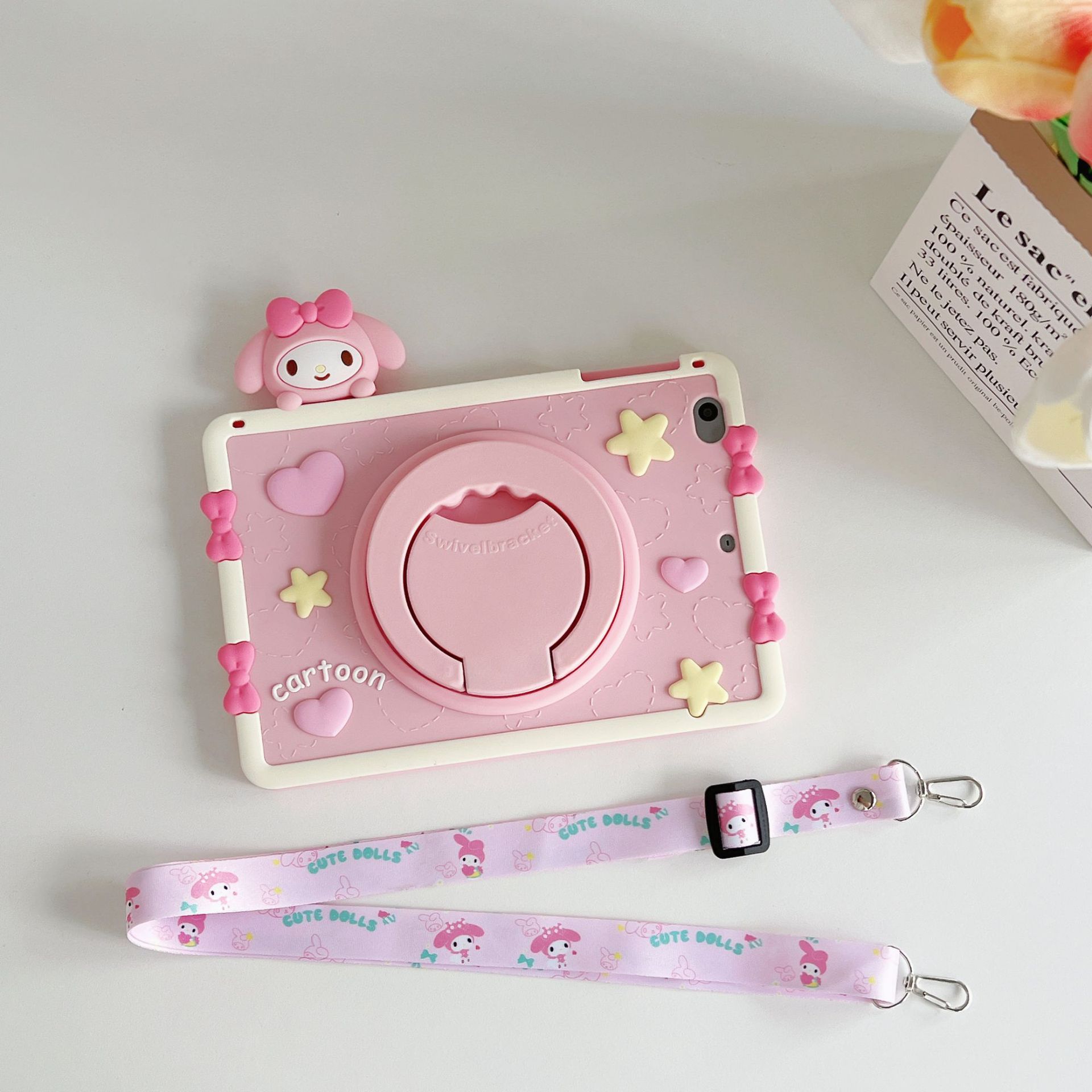 Funda de Silicona de Dibujos Animados Giratoria 360° para iPad Pro 11/10/10.2/Air 13/9.7/12.9 Anticaídas