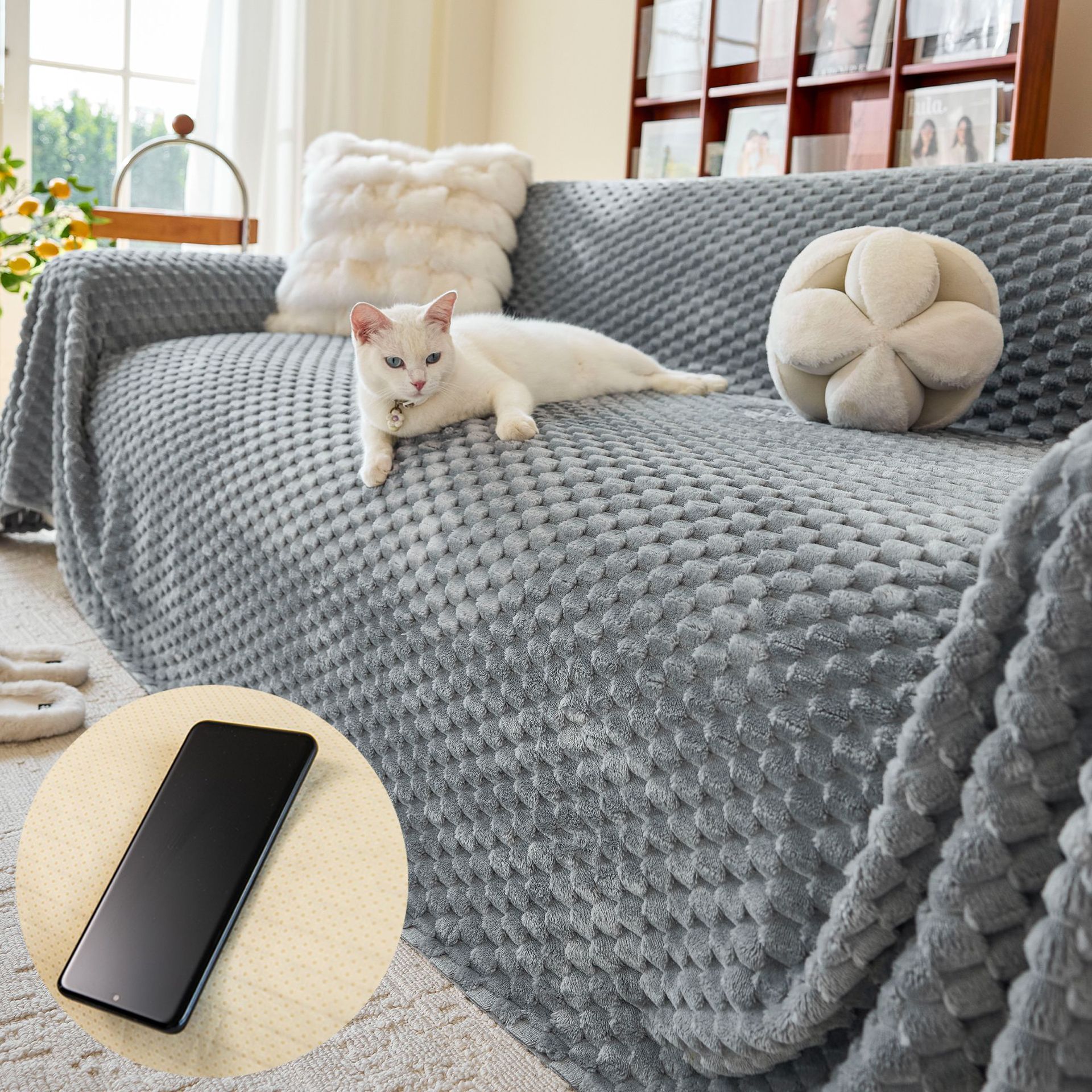 New Upgraded Anti-Slip Widened Large 230 Sofa Towel Thickeneded Warm Sofa Cover Imitation Cat Scratch Sofa Cushion Cover
