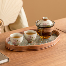 手绘雏菊德化陶瓷茶具套装高档家用功夫泡茶一壶两杯便携式快客杯