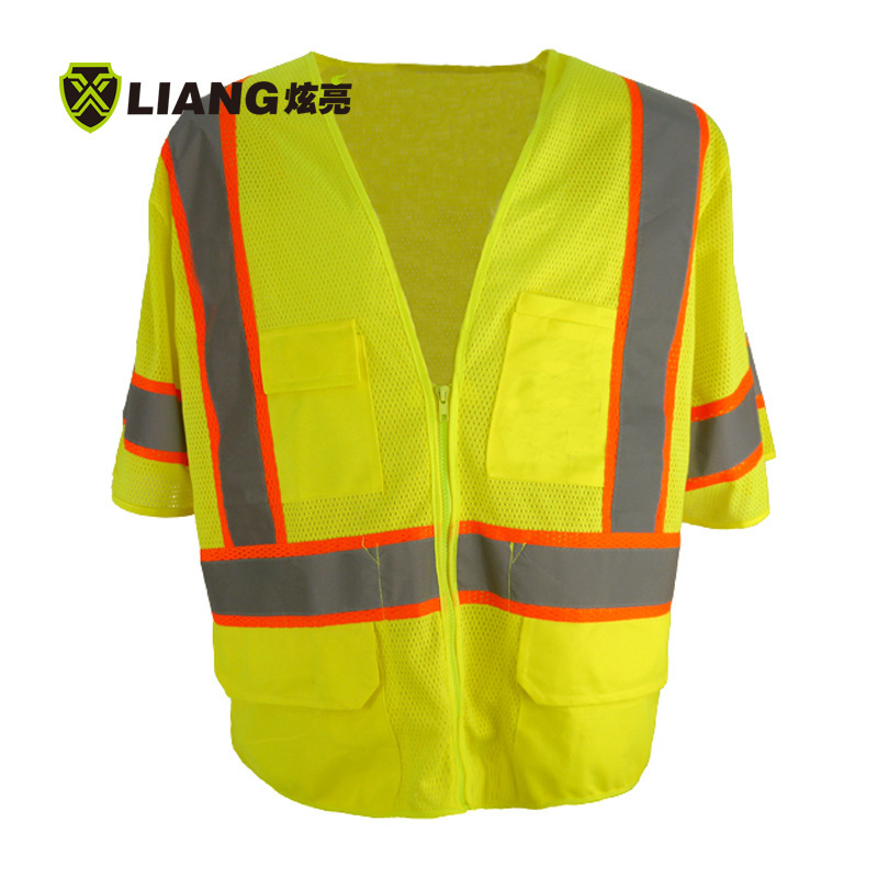 Shiny American Reflective Jacket with Zipper Multi-Pocket Road Construction Safety Clothing Reflective Clothing Safety Warning Clothing Shiny American Reflective Jacket with Zipper Multi-Pocket Road Construction Safety Clothing Reflective Clothing Safety Warning Clothing