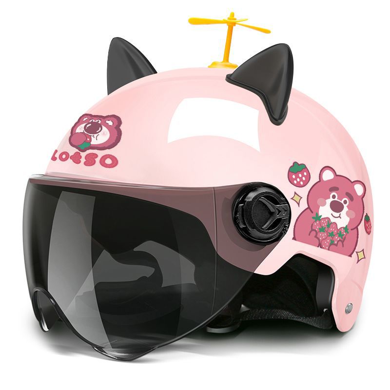 Electric Battery Helmet, Universal Auto Parts and Accessories - xk-pink-strawberry-bear-black-ears-car-short-tea