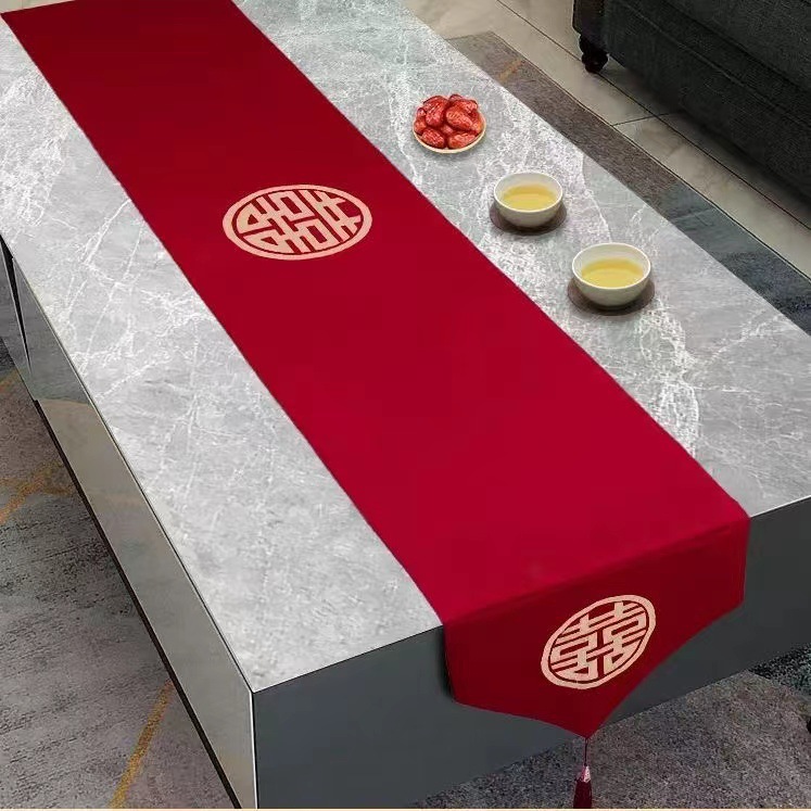 Sala de estar de boda mesa roja mesa de té decoración de la casa de bodas festiva tela de mesa de comedor tela de mesa festiva