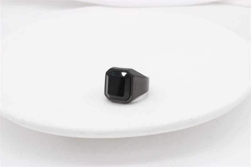 21g Weight Artificial Gemstones Inlay Material Rings Classification 1 Piece Quantity Holiday, Banquet Occasion Titanium Steel Material Square Pattern Men's Gender Inlay Design Simple Style Style Simple Style Square Titanium Steel Inlay Artificial Gemstones Men's Rings 7