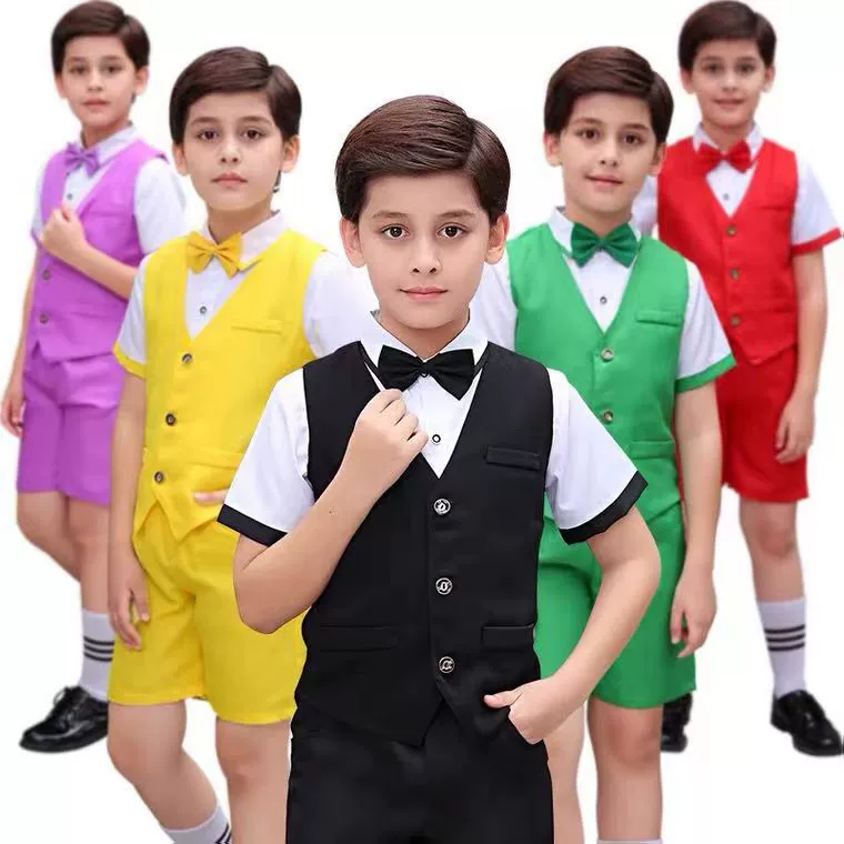 Детский костюм для хора 1 июня, жилет для мальчика, костюм на бретельках, Детский костюм для выступления с декламацией пайеток