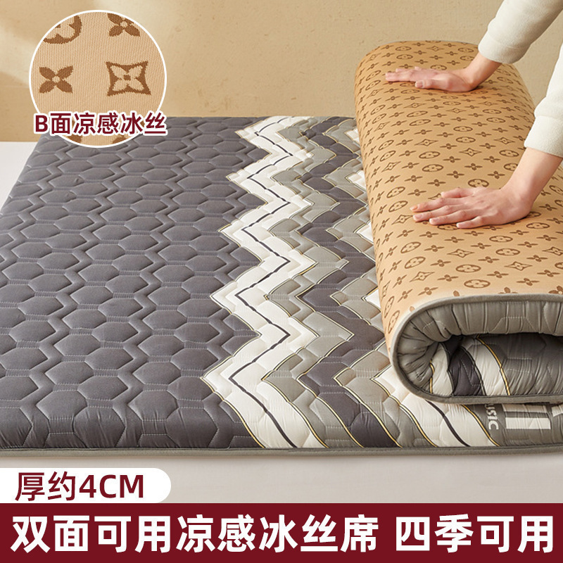 Colchón de colchones de seda helada de verano, cojín, dormitorio de estudiantes en casa, cama de tatami de invierno y verano individual, estilo delgado