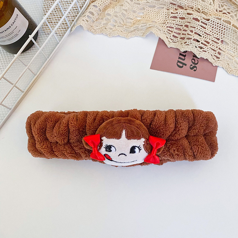 Coreano de dibujos animados niña felpa muñeca pelo banda cara lavado diadema coral terciopelo lindo diadema fábrica suministro directo accesorios para el cabello