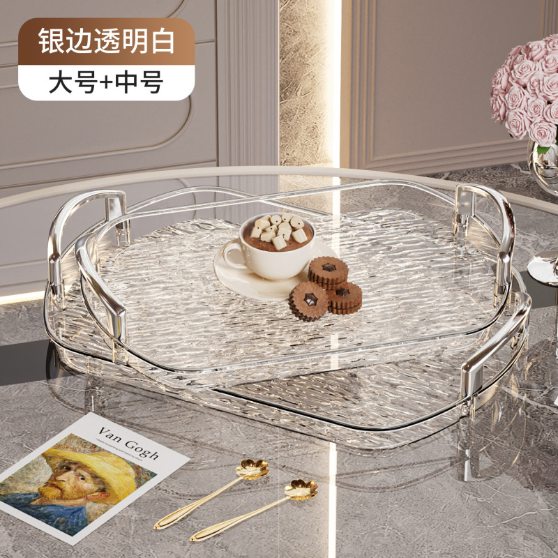 ハンドル付き軽量高級プラスチックトレイ、ハイエンド家庭用ティートレイ、ディナープレート、業務用レストランの厚みのある大きなプレート|undefined